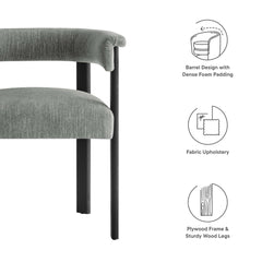 Imogen Heathered Weave Gray Black Fabric Upholstered Barrel Dining Chairs (Set of 2) - Ornate Home