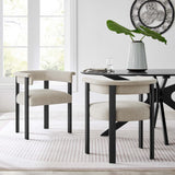 Imogen Heathered Weave Ivory/Black Fabric Upholstered Barrel Dining Chairs (Set of 2) - Ornate Home