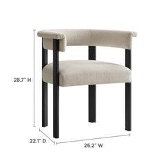 Imogen Heathered Weave Ivory/Black Fabric Upholstered Barrel Dining Chairs (Set of 2) - Ornate Home