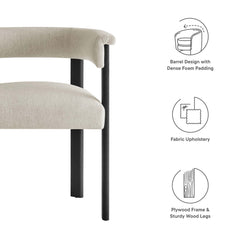 Imogen Heathered Weave Ivory/Black Fabric Upholstered Barrel Dining Chairs (Set of 2) - Ornate Home