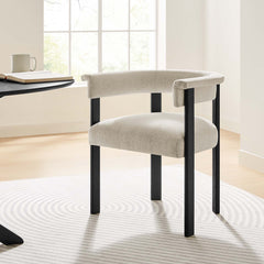 Imogen Heathered Weave Ivory/Black Fabric Upholstered Barrel Dining Chairs (Set of 2) - Ornate Home