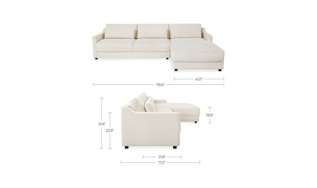 Imogen Textured Oat Right Sectional - Ornate Home