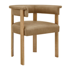 Imogen Toast/Dark Brown Premium Vegan Leather Barrel Dining Chairs (Set of 2) - Ornate Home