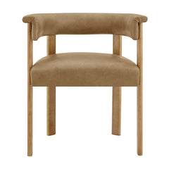 Imogen Toast/Dark Brown Premium Vegan Leather Barrel Dining Chairs (Set of 2) - Ornate Home