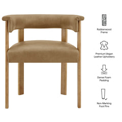 Imogen Toast/Dark Brown Premium Vegan Leather Barrel Dining Chairs (Set of 2) - Ornate Home