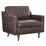 Impart Brown Genuine Leather Armchair - Ornate Home
