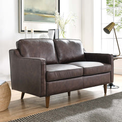 Impart Brown Genuine Leather Loveseat - Ornate Home