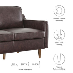 Impart Brown Genuine Leather Loveseat - Ornate Home