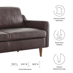 Impart Brown Genuine Leather Sofa - Ornate Home
