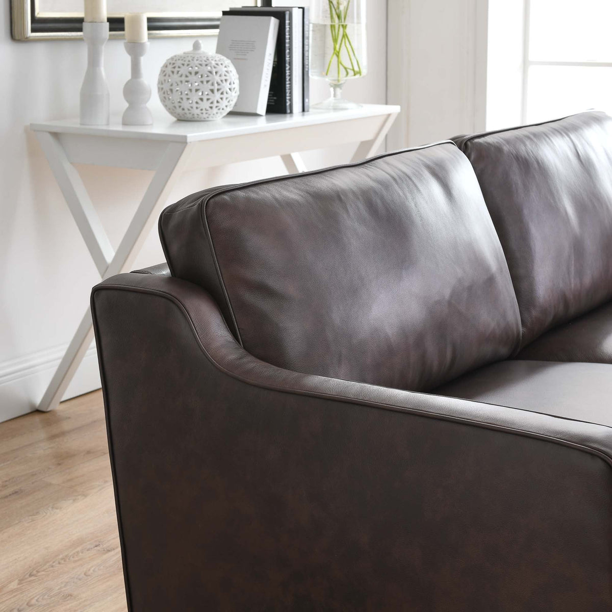 Impart Brown Genuine Leather Sofa - Ornate Home