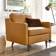 Impart Tan Genuine Leather Armchair - Ornate Home