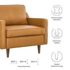Impart Tan Genuine Leather Armchair - Ornate Home