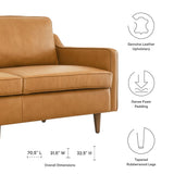 Impart Tan Genuine Leather Sofa - Ornate Home