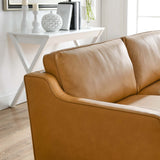 Impart Tan Genuine Leather Sofa - Ornate Home