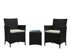 Imperia Patio 2-Person Seating Group with End Table with Cream Cushions - Ornate Home