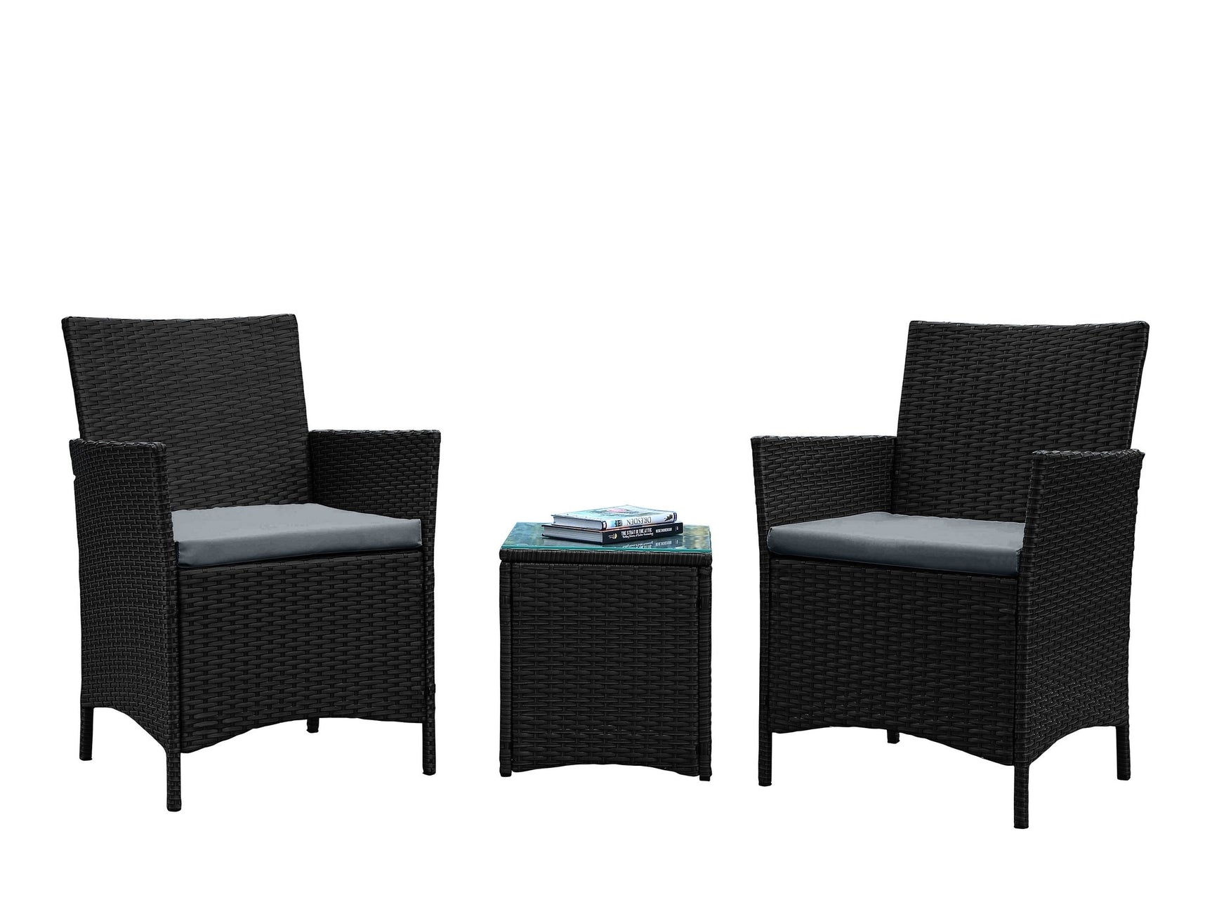 Imperia Patio 2-Person Seating Group with End Table with Grey Cushions - Ornate Home