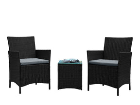 Imperia Patio 2-Person Seating Group with End Table with Grey Cushions - Ornate Home