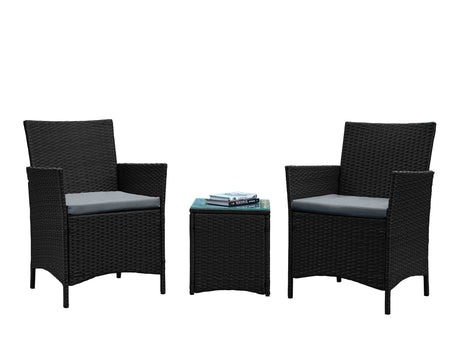 Imperia Patio 2-Person Seating Group with End Table with Grey Cushions - Ornate Home