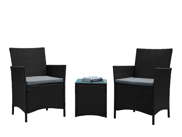 Imperia Patio 2-Person Seating Group with End Table with Grey Cushions - Ornate Home