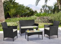 Imperia Patio 4-Person Conversation Set with Coffee Table with Cream Cushions - Ornate Home