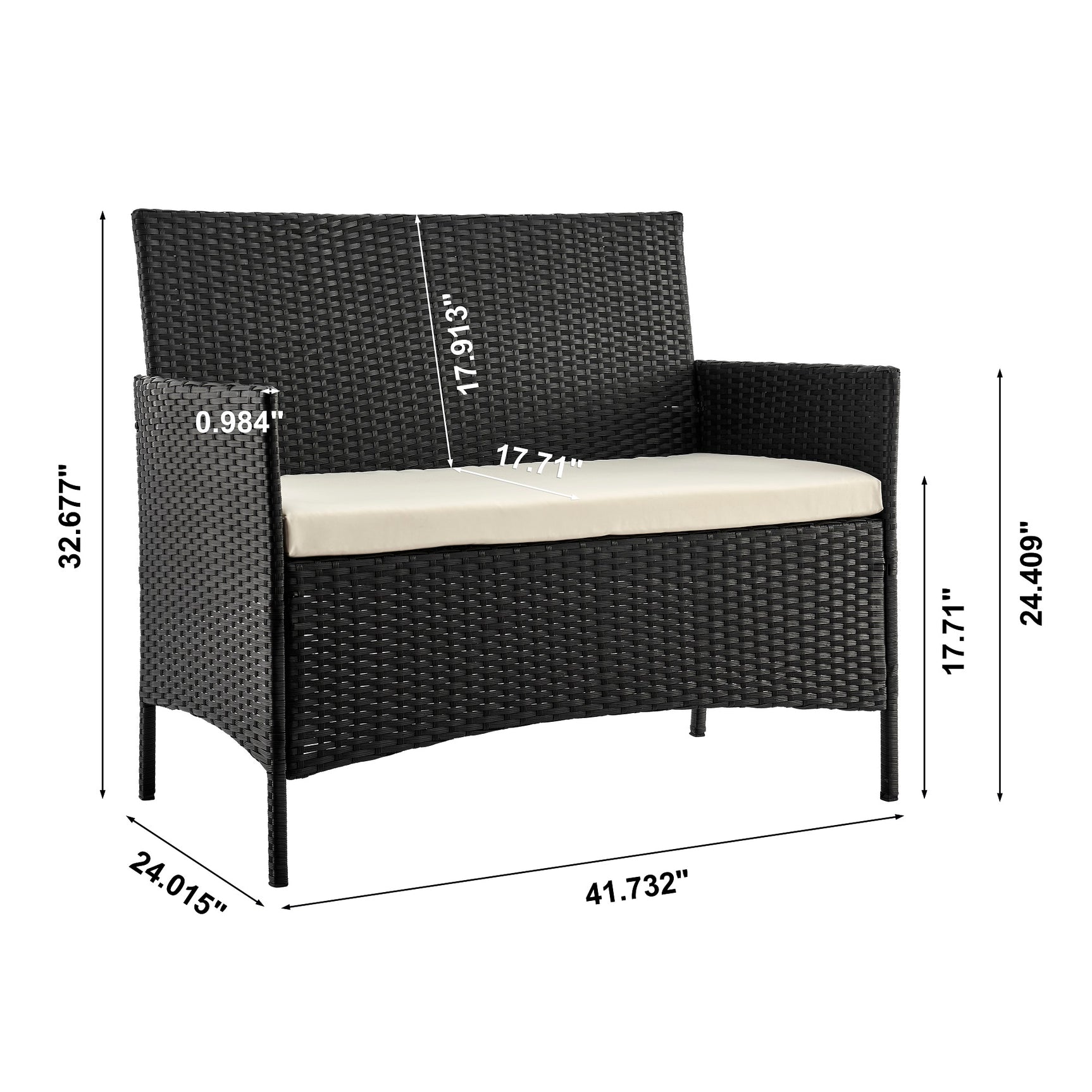 Imperia Patio 4-Person Conversation Set with Coffee Table with Cream Cushions - Ornate Home