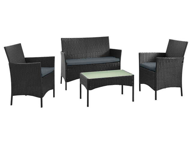 Imperia Patio 4-Person Conversation Set with Coffee Table with Grey Cushions - Ornate Home