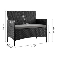 Imperia Patio 4-Person Conversation Set with Coffee Table with Grey Cushions - Ornate Home