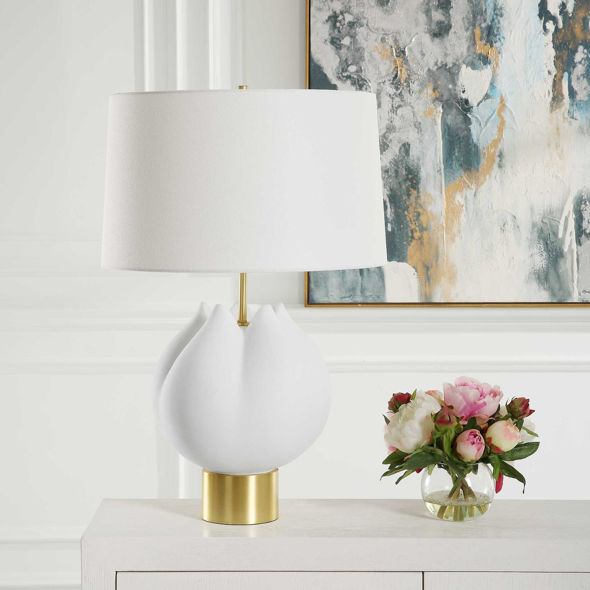 In Bloom White Table Lamp - Ornate Home