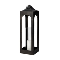 Ina Charcoal Short Metal Candle Holder Lantern - Ornate Home