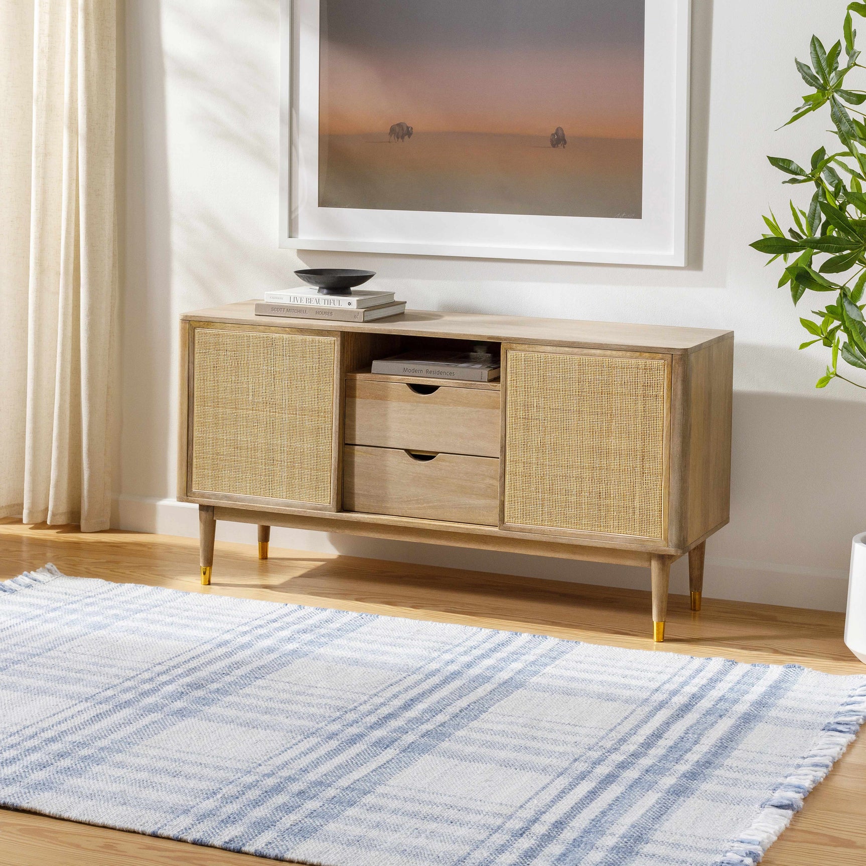 Inara Blue Plaid Area Rug - Ornate Home