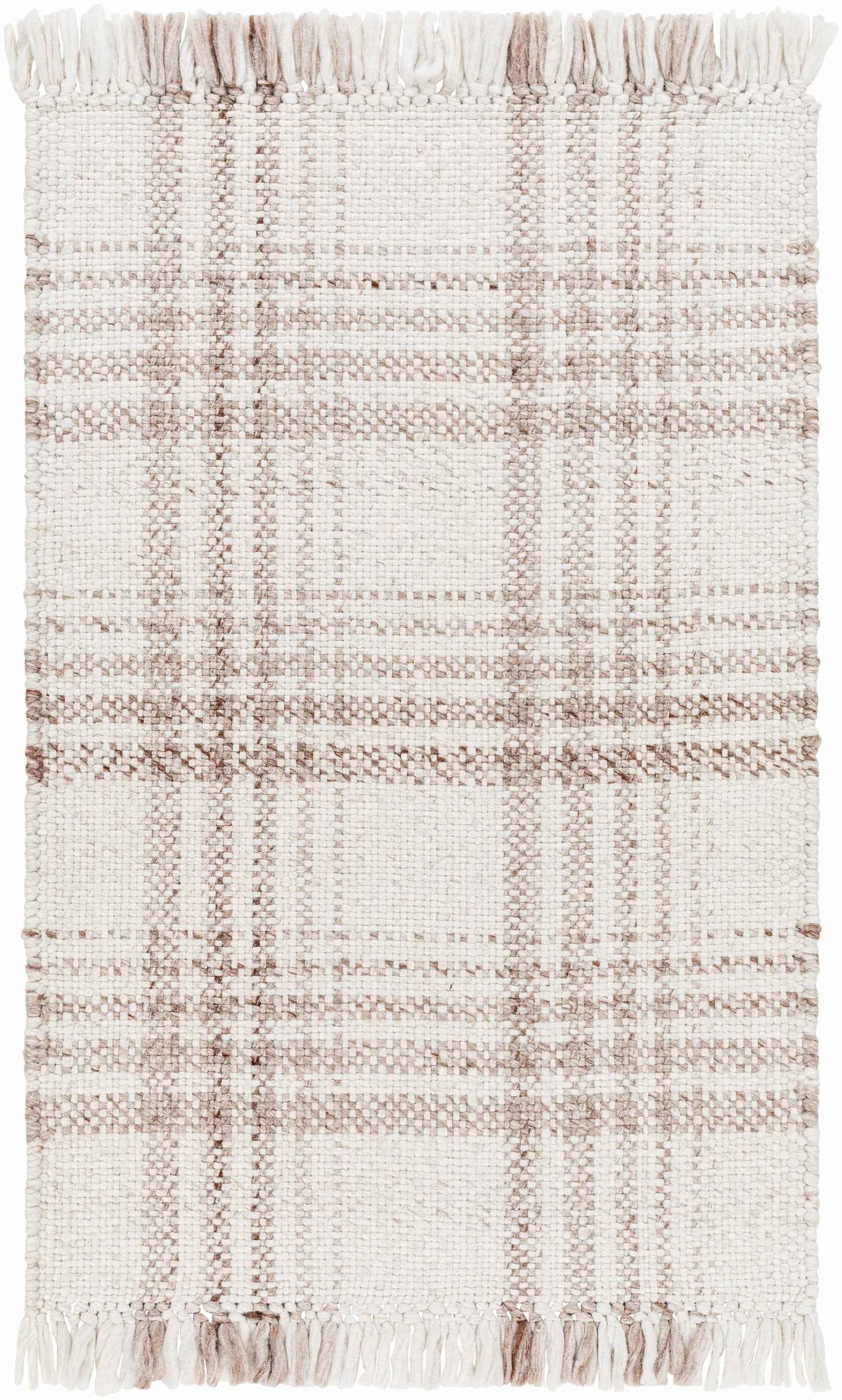 Inara Light Brown Plaid Hand Woven Area Rug - Ornate Home