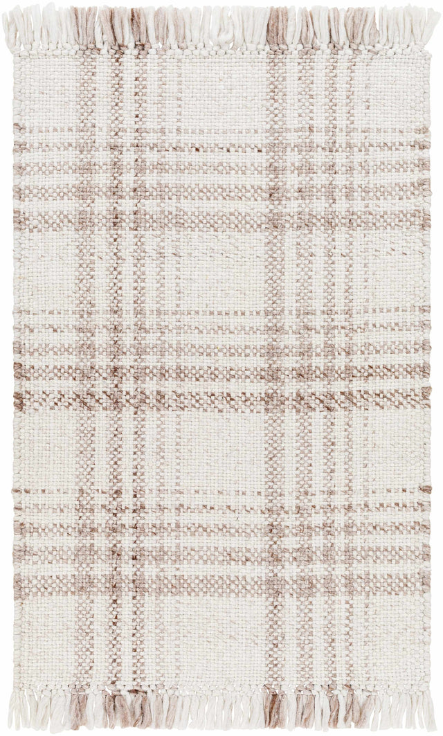 Inara Light Brown Plaid Hand Woven Area Rug - Ornate Home