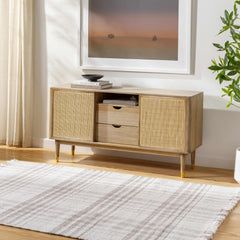 Inara Light Brown Plaid Hand Woven Area Rug - Ornate Home