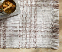 Inara Light Brown Plaid Hand Woven Area Rug - Ornate Home