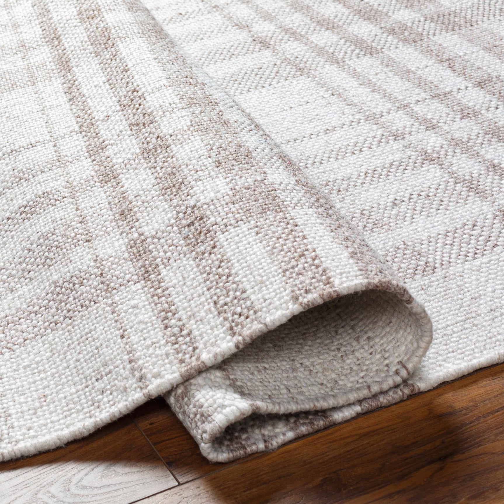 Inara Light Brown Plaid Hand Woven Area Rug - Ornate Home