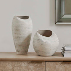 Inara White Indoor-Outdoor Vases (Set of 2) - Ornate Home
