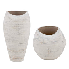 Inara White Indoor-Outdoor Vases (Set of 2) - Ornate Home