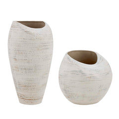 Inara White Indoor-Outdoor Vases (Set of 2) - Ornate Home