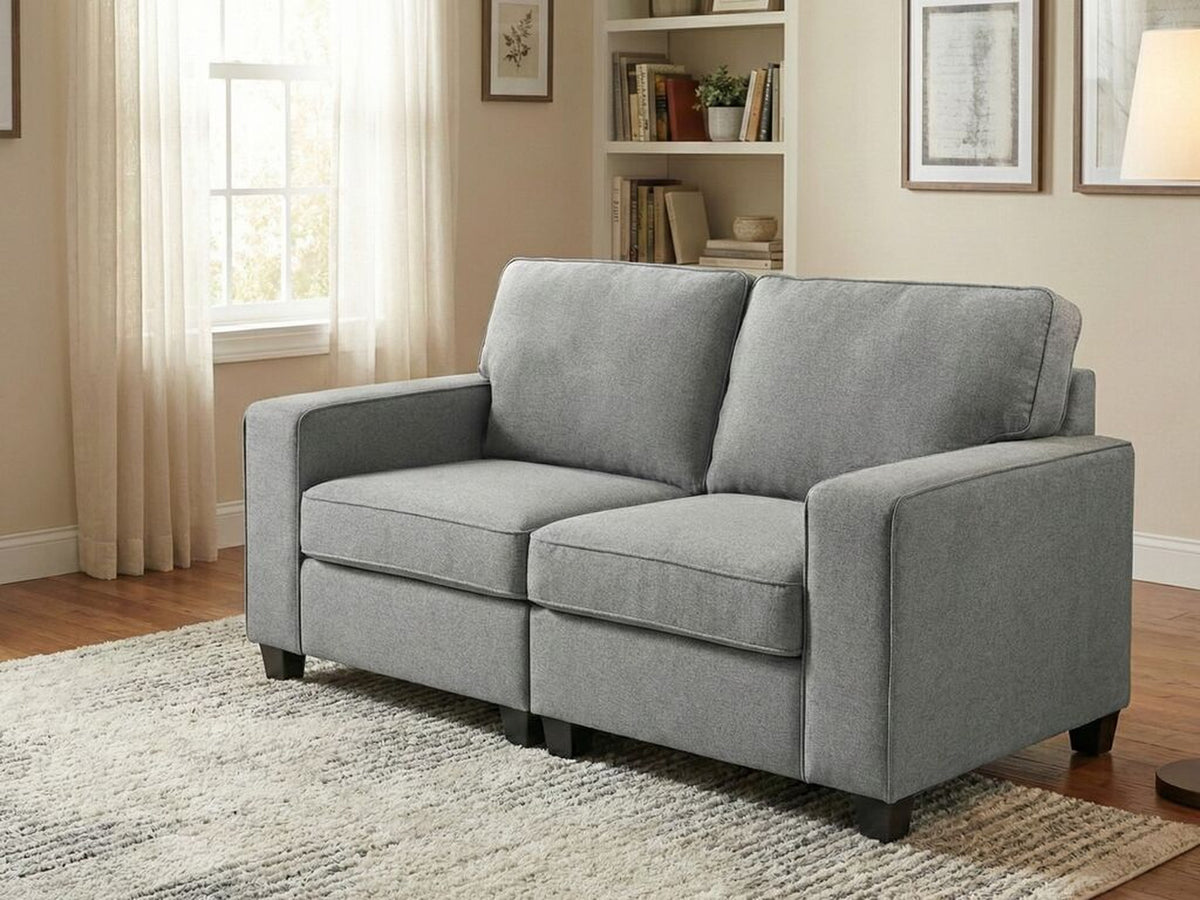 Inaya Light Gray 67"W Linen Loveseat - Ornate Home