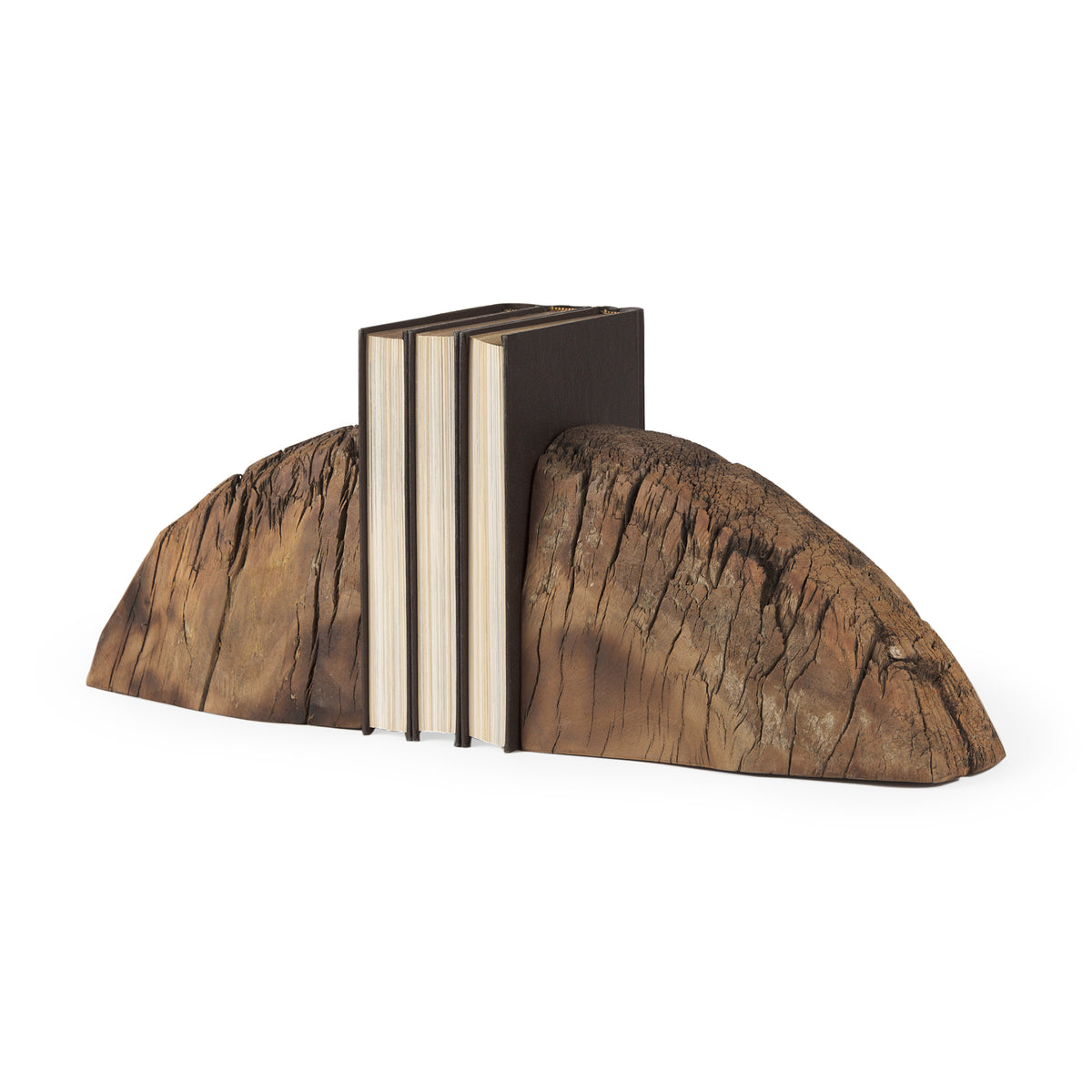 Incana Brown Handmade Reclaimed Wooden Bookends - Ornate Home