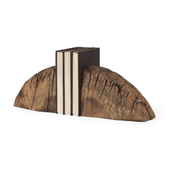 Incana Brown Handmade Reclaimed Wooden Bookends - Ornate Home