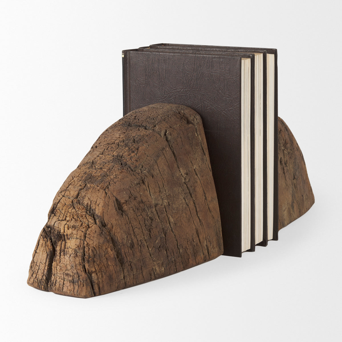 Incana Brown Handmade Reclaimed Wooden Bookends - Ornate Home