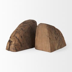 Incana Brown Handmade Reclaimed Wooden Bookends - Ornate Home