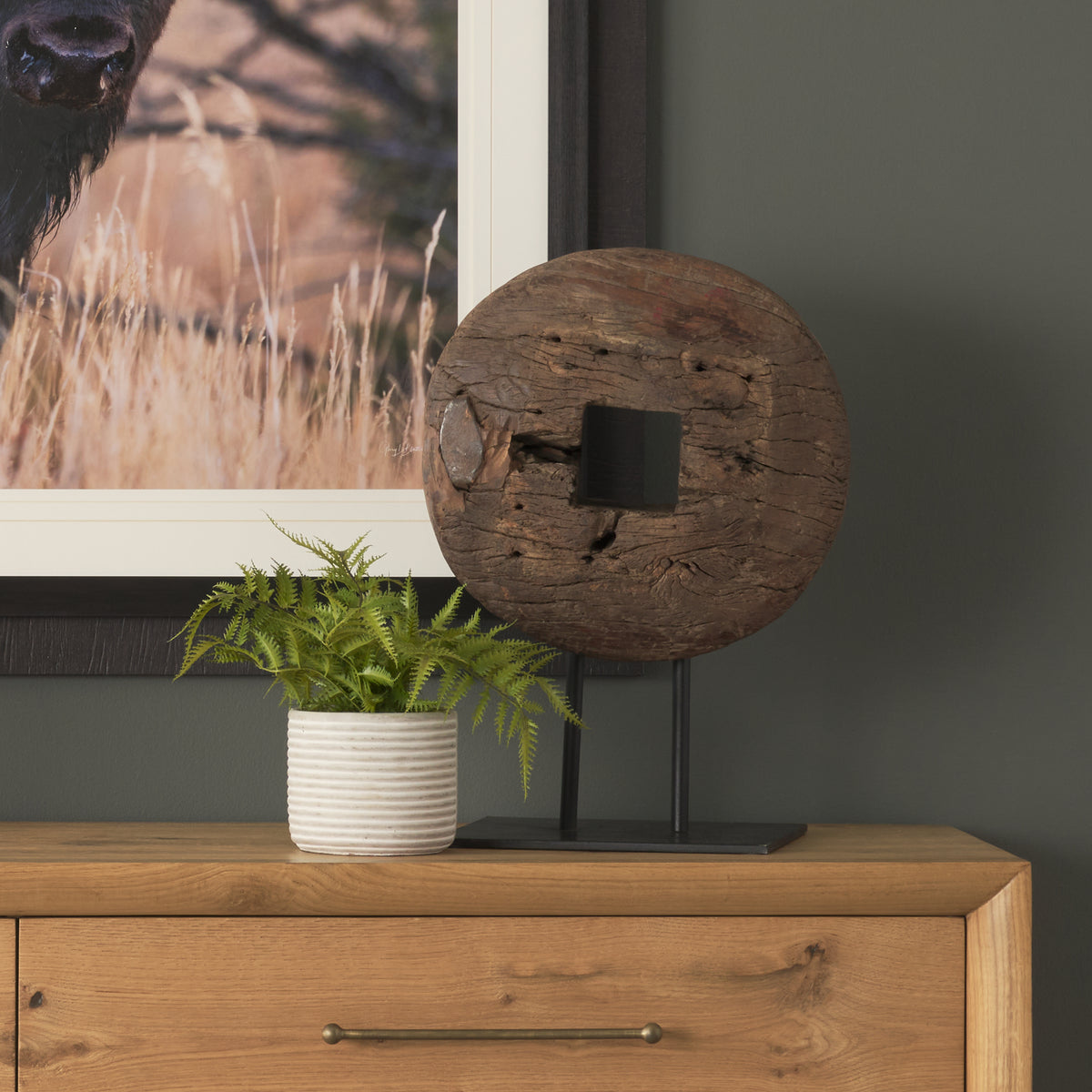 Incana Natural Brown Reclaimed Wood Wheel Object - Ornate Home