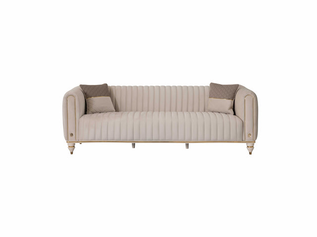 Inci Ivory Velvet Sofa - Ornate Home