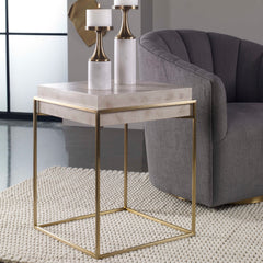 Inda Brass/White Modern Accent Table - Ornate Home