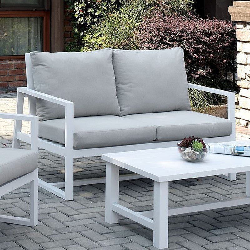 India Beige/White Patio Loveseat - Ornate Home