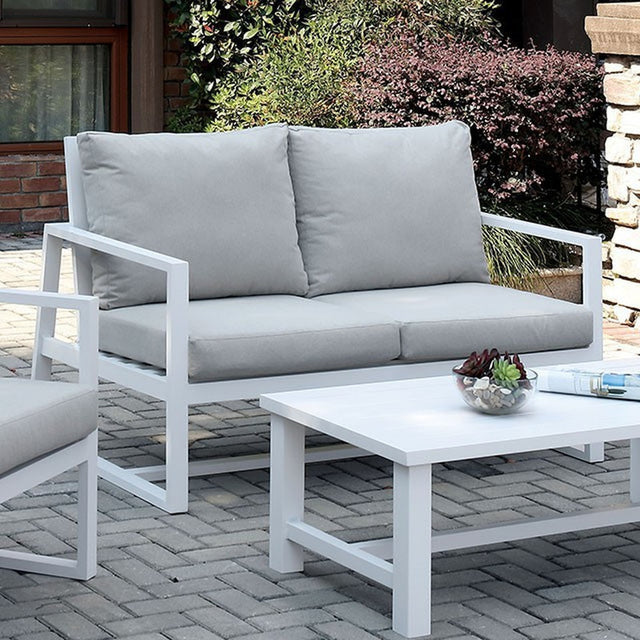 India Beige/White Patio Loveseat - Ornate Home