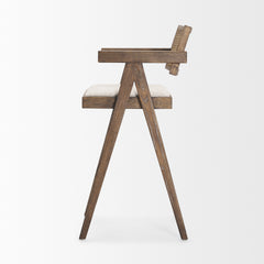 Indie Medium Brown Wood with Cane Bar Stool