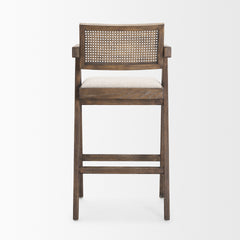 Indie Medium Brown Wood with Cane Bar Stool